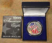 1999 Colorized American Silver Eagle In Display Box