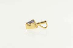 14K Yellow Gold Trillion Iolite Diamond Classic Statement Pendant