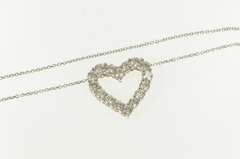14K White Gold 2.00 Ctw Classic Diamond Heart Love Pendant