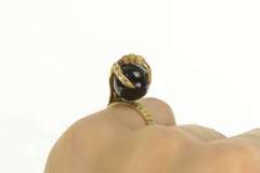 14K Yellow Gold 1940's Black Cat's Eye Dragon Eagle Claw Ring