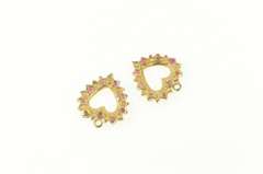 14K Yellow Gold Ruby Diamond Heart Love Symbol Earring Jackets
