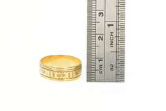 18K Yellow Gold 1950's 6.4mm Floral Pattern Statement Band Ring