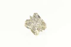 10K Yellow Gold 0.50 Ctw Diamond Petal Cluster Statement Ring