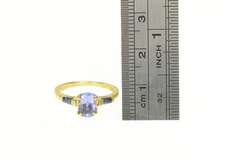 18K Yellow Gold Oval Tanzanite Sapphire Accent Engagement Ring