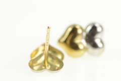 10K Yellow Gold Two Tone High Relief Heart Love Symbol Stud Earrings