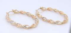 Pleasing 14kt Tri Color Twisted Hoop Earrings