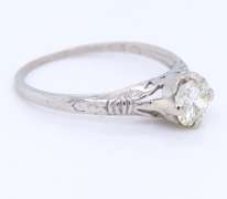 Vintage Platinum approximate 0.70ct European Cut Diamond Engagement Ring