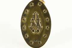 14K Yellow Gold Oval Virgin Mother Mary Christian Faith Jesus Pendant