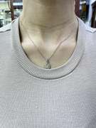 ELEGANT TWO TONE WHITE GOLD AND FANCY YELLOW DIAMOND CLUSTER PENDANT NECKLACE