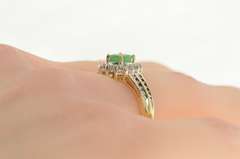 14K Yellow Gold 0.94 Ctw Emerald Diamond Halo Engagement Ring