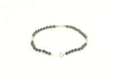 14K Yellow Gold Hematite Pearl Beaded Classic Statement Bracelet