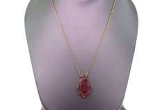 14kt Yellow Gold & Pink Tourmaline Pendant Necklace