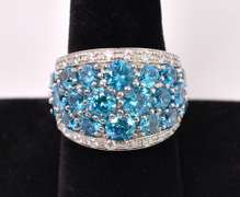 Beautiful Blue Crystal Ring in Sterling Silver