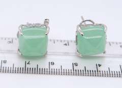 925 Sterling Silver Green Jade Earrings