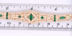 Unforgettable 18kt Yellow Gold Marquise and Square Shape Emerald and Diamond Bracelet
