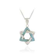 Blue Opal Star of David Pendant