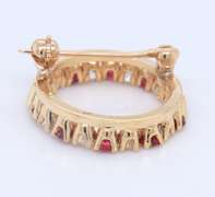 Charming Yellow Gold Ruby and Diamond Pin