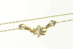 10K Yellow Gold Diamond Flower Hibiscus Lily Rolling Chain Necklace