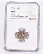 MS66 1964 Roosevelt Dime - Graded NGC