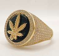 Men's 14kt Solid Yellow Gold, Onyx & CZ Ring
