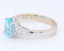 Charming White Gold Pariba Tourmaline and Diamond Ring