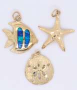 Group Lot of 3 Yellow Gold Nautical Charms