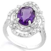 BRILLIANT ! 3 1/2 CARAT CREATED AMETHYST & 4 CARAT (40 PCS) FLAWLESS CREATED DIA