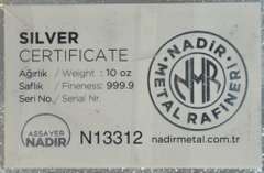 10 oz pure 999.9 Nadir Metals Silver Bar in sealed in plastic