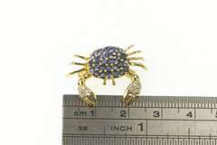 14K Yellow Gold Pave Sapphire Diamond Crab Statement Pendant