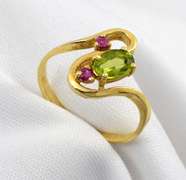 Unusual Peridot & Ruby Ring