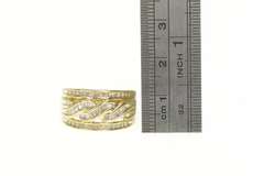 10K Yellow Gold 0.50 Ctw Diamond Twist Graduated Band Ring