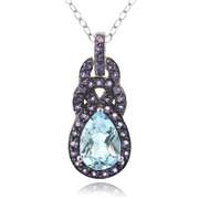 Blue Topaz & Amethyst Necklace in Sterling Silver
