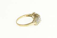10K Yellow Gold 0.50 Ctw Tiered Diamond Squared Cluster Ring