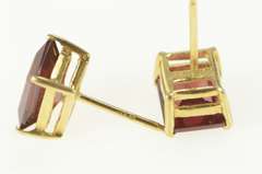 14K Yellow Gold Classic Emerald Cut Garnet Solitaire Stud Earrings