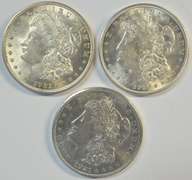 Lustrous 1921-P, 1921-D, & 1921-S Morgan Silver Dollars