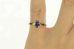 18K Yellow Gold Oval Tanzanite Sapphire Accent Engagement Ring
