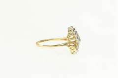 14K Yellow Gold Diamond Cluster Zig Zag Bypass Statement Ring