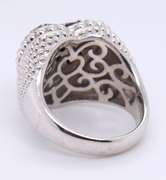 925 Sterling Silver Black and White Cubic Zirconia Heart Shaped Ring