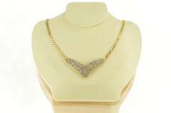 10K Yellow Gold 2.50 Ctw Chevron Diamond Cluster Statement Necklace