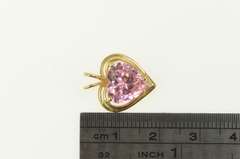 14K Yellow Gold Pink Cubic Zirconia Heart Love Symbol Pendant