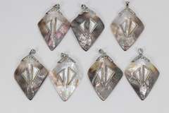 Abalone Shell Pendants Lot of 105 Rhodium Plating Over Brass