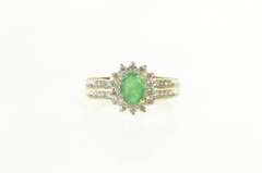 14K Yellow Gold 0.94 Ctw Emerald Diamond Halo Engagement Ring