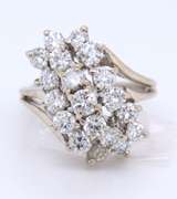 Sparkling White Gold Diamond Waterfall Ring