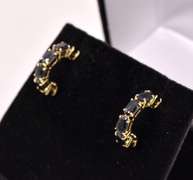 Lovely Sapphire Partial Hoop Earring in 14K Yellow Gold