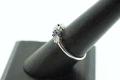 Mismatch Diamond Cluster Trinity 18k White Gold Ring with Sapphires