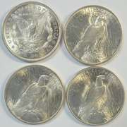 Choice BU 1921 Morgan & 1922-1924 Peace Silver Dollars
