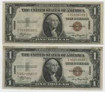 2 Nicer Series of 1935A $1 Hawaii Silver Certificates
