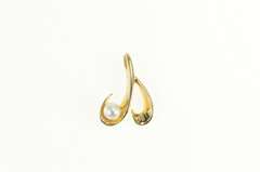 14K Yellow Gold Pearl Curved Drop Simple Statement Pendant