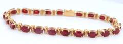 Fabulous Yellow Gold Ruby Station Bracelet