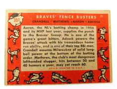 Braves Fence Busters - Hank Aaron Baseball Card